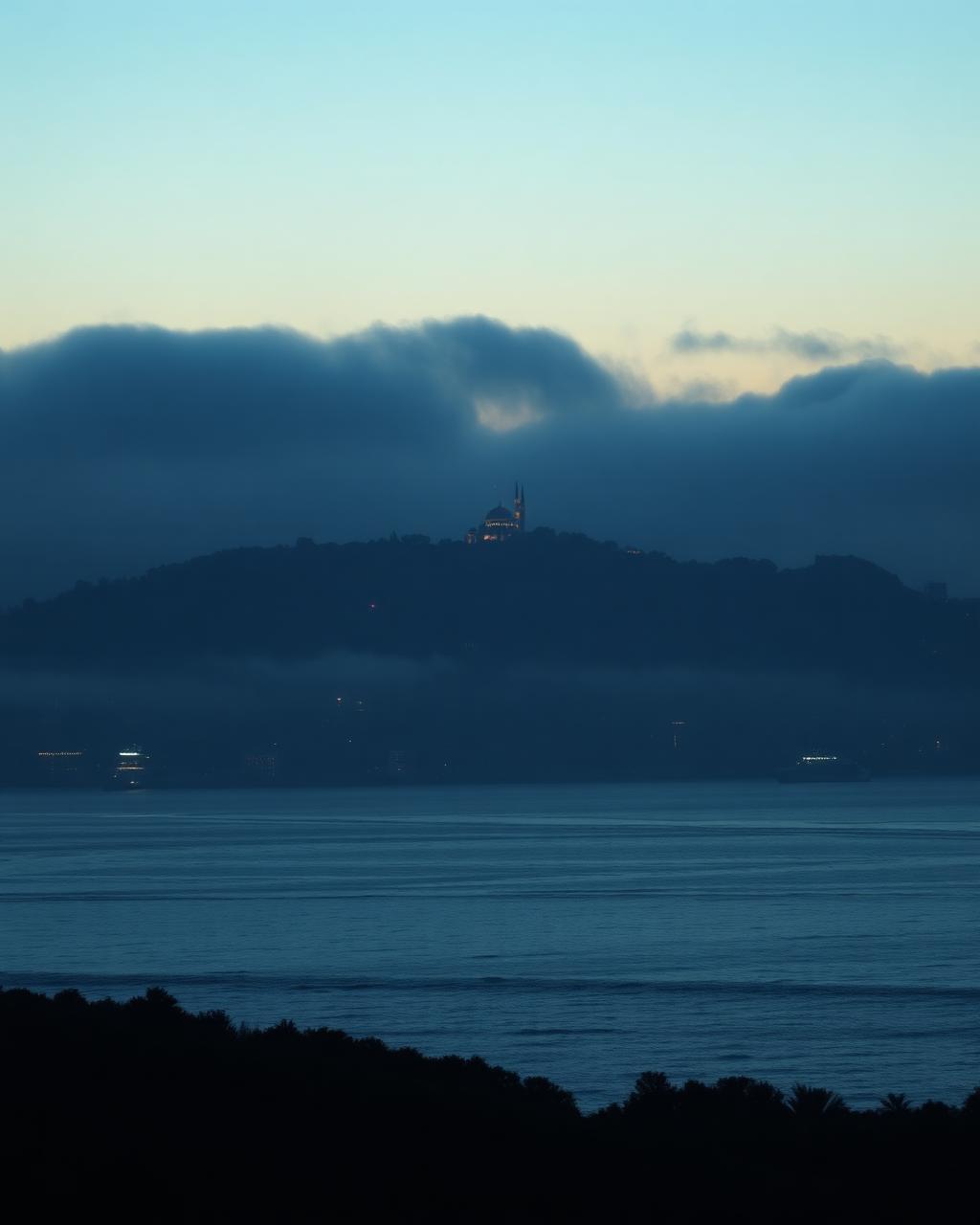 Istanbul skyline at dusk over the Bosphorus
